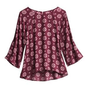 Papermoon Larie Crew Neck Blouse Burgandy Size L